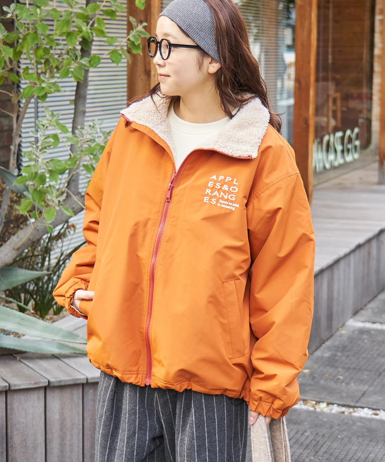 CUBE SUGAR(キューブシュガー) |【秋冬新作】ナイロン × 裏ボア スタンドカラー ジップアップ ジャケット