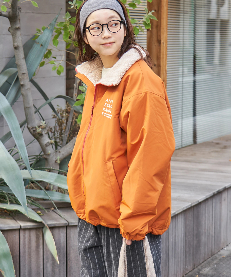 CUBE SUGAR(キューブシュガー) |【秋冬新作】ナイロン × 裏ボア スタンドカラー ジップアップ ジャケット