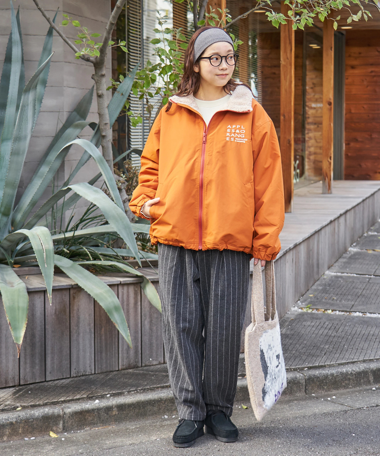 CUBE SUGAR(キューブシュガー) |【秋冬新作】ナイロン × 裏ボア スタンドカラー ジップアップ ジャケット