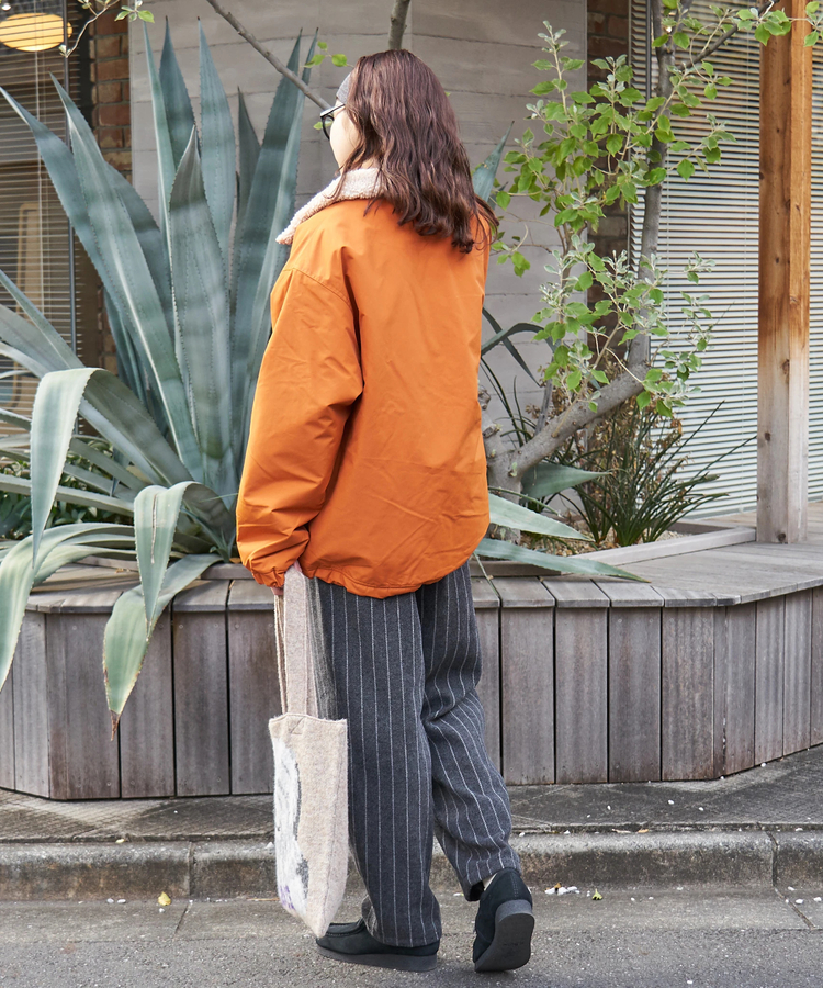 CUBE SUGAR(キューブシュガー) |【秋冬新作】ナイロン × 裏ボア スタンドカラー ジップアップ ジャケット