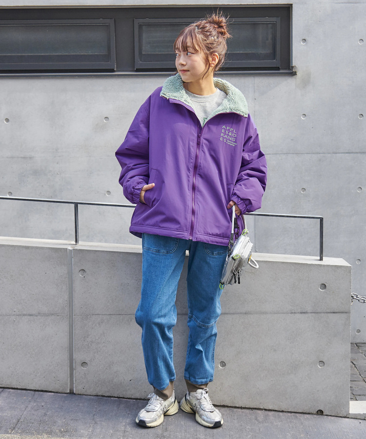 CUBE SUGAR(キューブシュガー) |【秋冬新作】ナイロン × 裏ボア スタンドカラー ジップアップ ジャケット