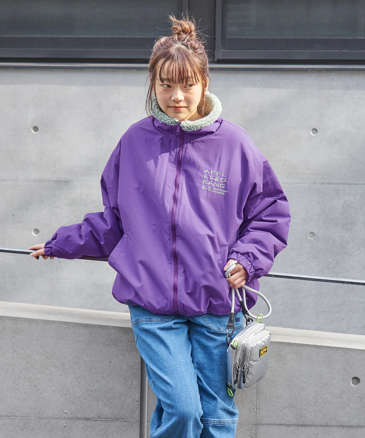 CUBE SUGAR(キューブシュガー) |【秋冬新作】ナイロン × 裏ボア スタンドカラー ジップアップ ジャケット