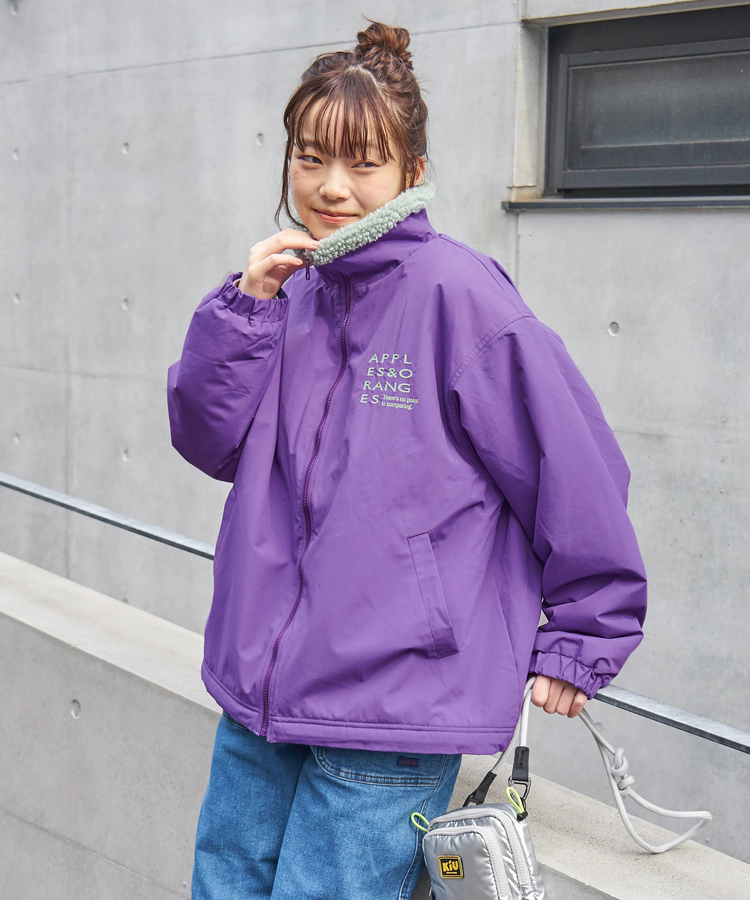 CUBE SUGAR(キューブシュガー) |【秋冬新作】ナイロン × 裏ボア スタンドカラー ジップアップ ジャケット