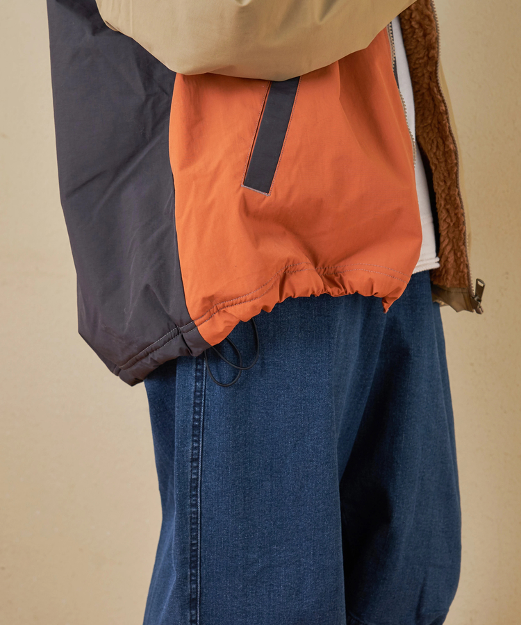 CUBE SUGAR(キューブシュガー) |【秋冬新作】ナイロン × 裏ボア スタンドカラー ジップアップ ジャケット