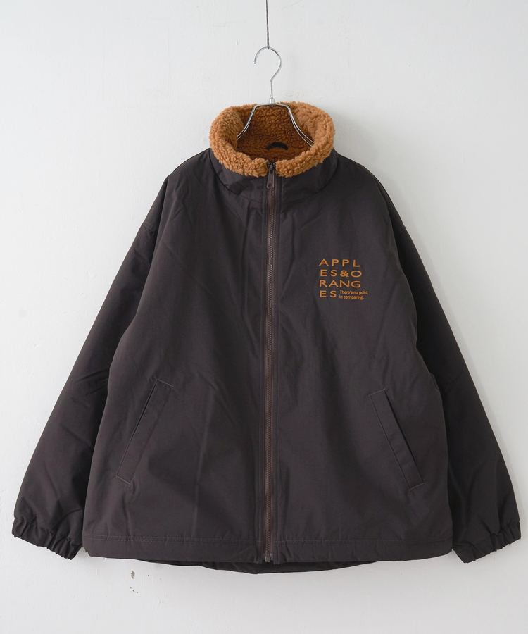 CUBE SUGAR(キューブシュガー) |【秋冬新作】ナイロン × 裏ボア スタンドカラー ジップアップ ジャケット