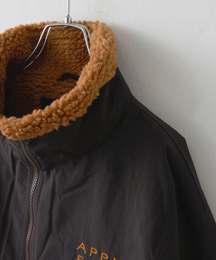 CUBE SUGAR(キューブシュガー) |【秋冬新作】ナイロン × 裏ボア スタンドカラー ジップアップ ジャケット