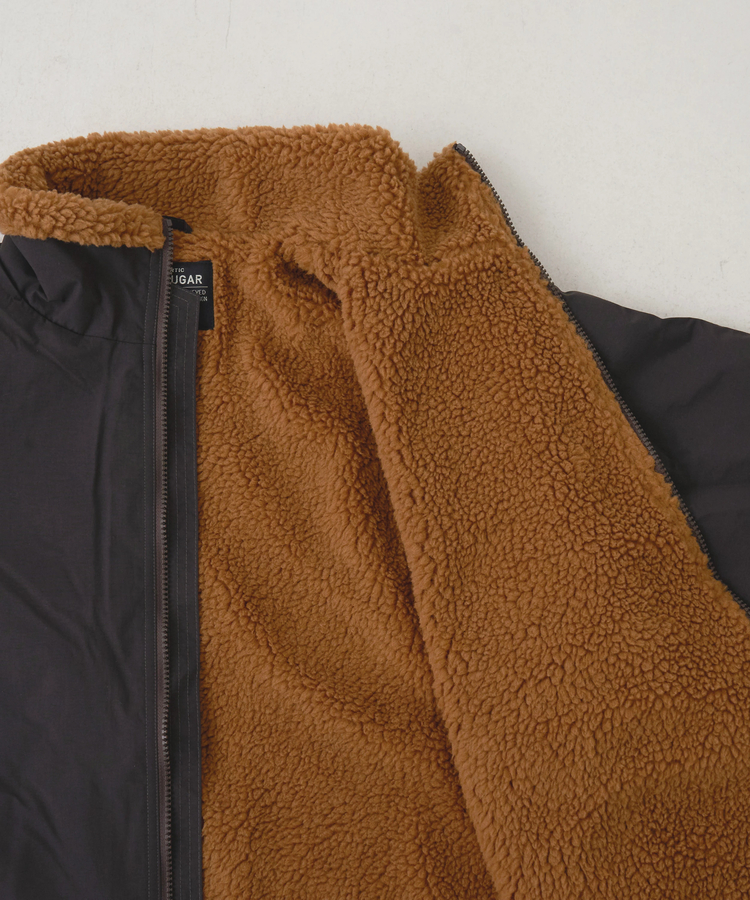 CUBE SUGAR(キューブシュガー) |【秋冬新作】ナイロン × 裏ボア スタンドカラー ジップアップ ジャケット