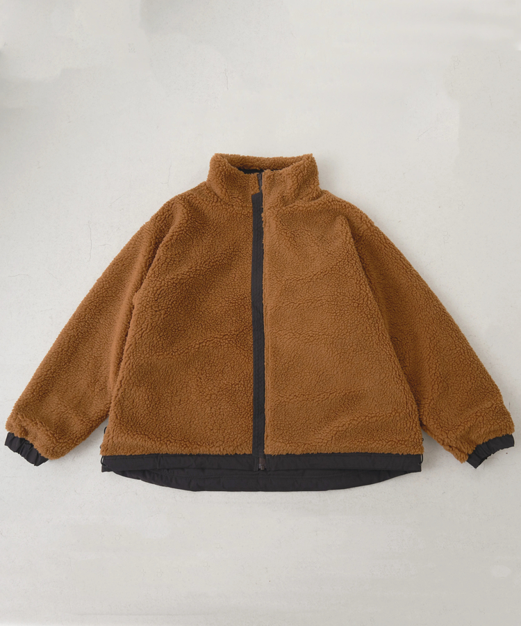 CUBE SUGAR(キューブシュガー) |【秋冬新作】ナイロン × 裏ボア スタンドカラー ジップアップ ジャケット