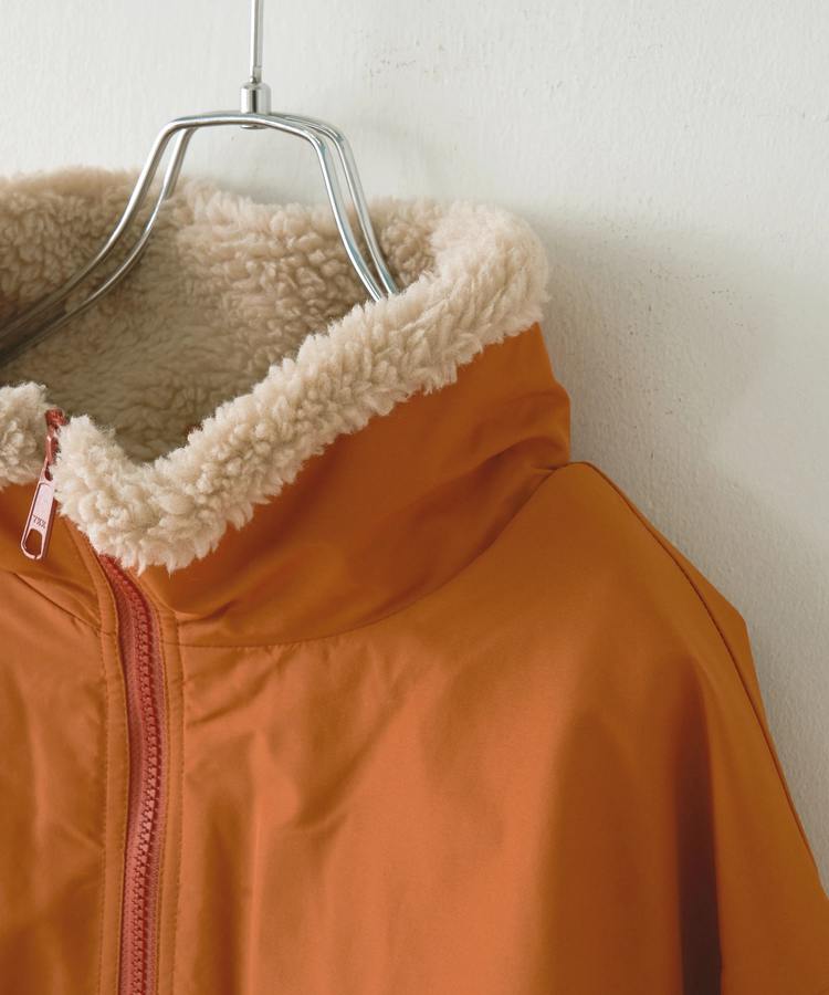 CUBE SUGAR(キューブシュガー) |【秋冬新作】ナイロン × 裏ボア スタンドカラー ジップアップ ジャケット