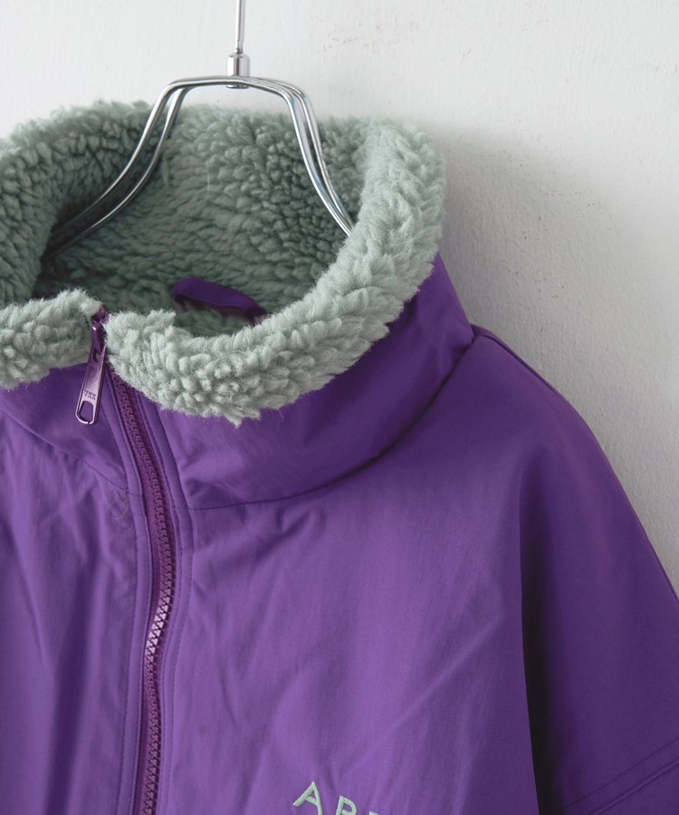 CUBE SUGAR(キューブシュガー) |【秋冬新作】ナイロン × 裏ボア スタンドカラー ジップアップ ジャケット