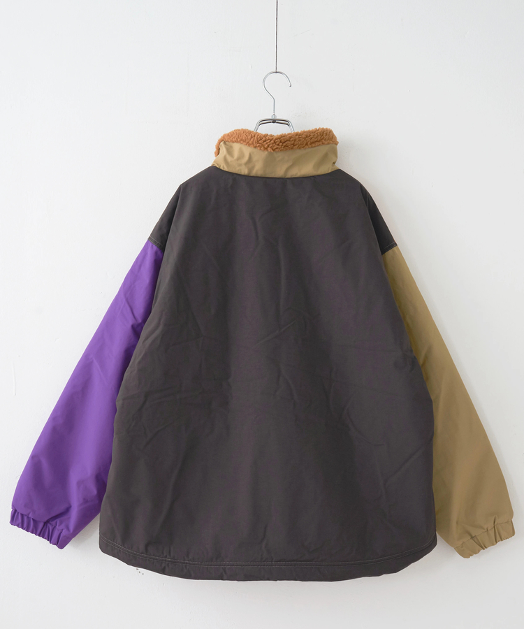 CUBE SUGAR(キューブシュガー) |【秋冬新作】ナイロン × 裏ボア スタンドカラー ジップアップ ジャケット