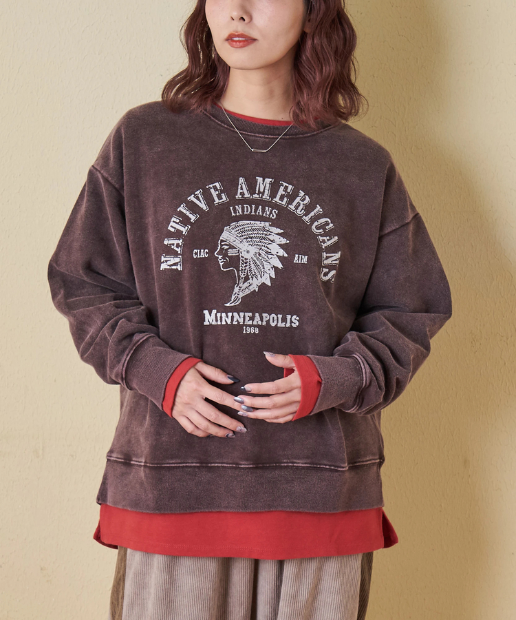 CUBE SUGAR(キューブシュガー) |【秋冬新作】CVC裏毛 裏起毛 スノーウォッシュ ロゴプリント プルオーバー