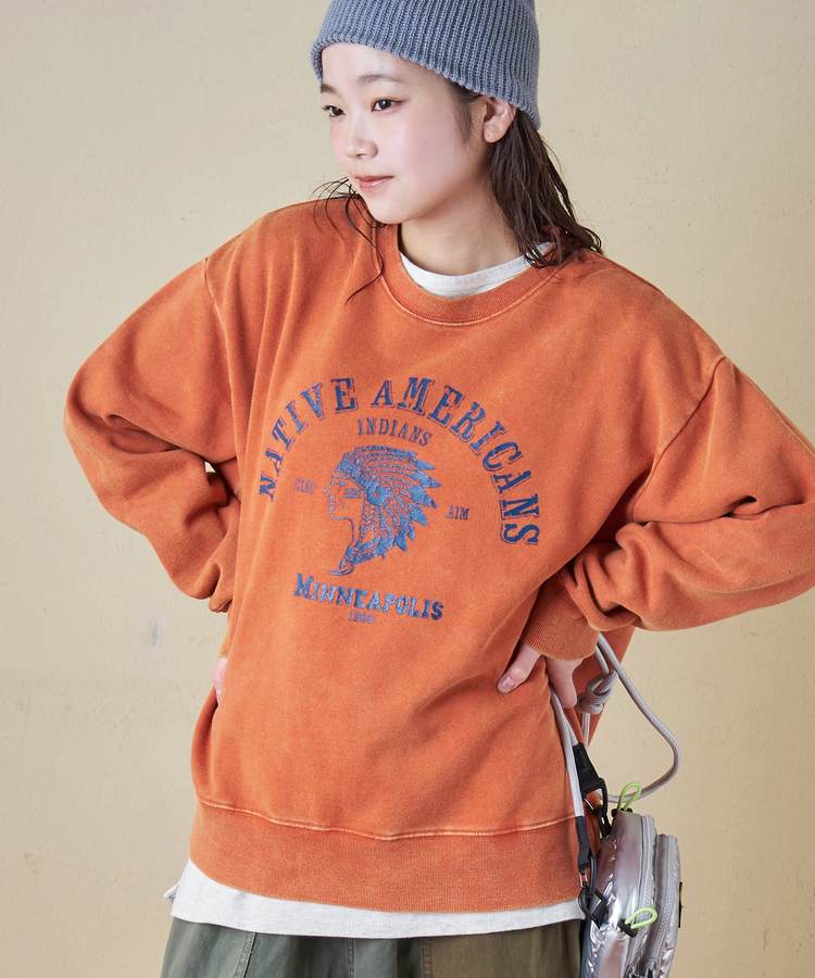 CUBE SUGAR(キューブシュガー) |【秋冬新作】CVC裏毛 裏起毛 スノーウォッシュ ロゴプリント プルオーバー