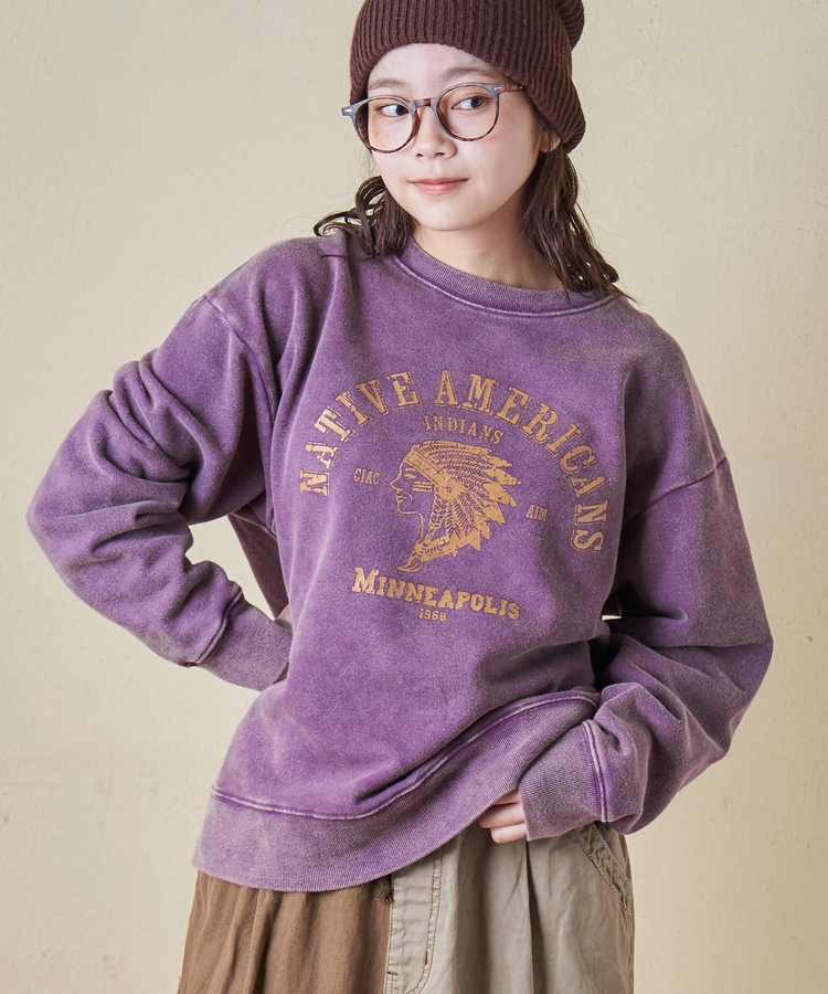 CUBE SUGAR(キューブシュガー) |【秋冬新作】CVC裏毛 裏起毛 スノーウォッシュ ロゴプリント プルオーバー