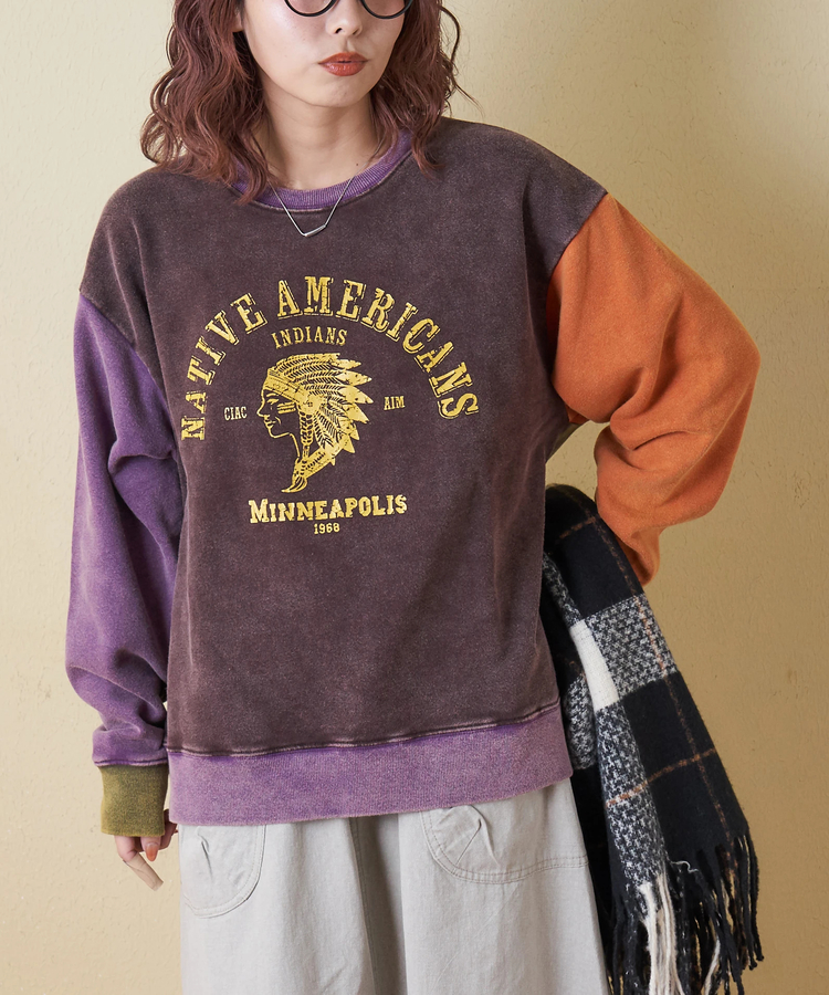 CUBE SUGAR(キューブシュガー) |【秋冬新作】CVC裏毛 裏起毛 スノーウォッシュ ロゴプリント プルオーバー