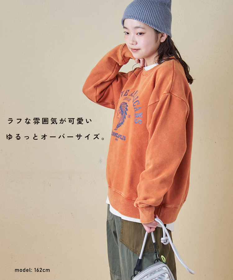 CUBE SUGAR(キューブシュガー) |【秋冬新作】CVC裏毛 裏起毛 スノーウォッシュ ロゴプリント プルオーバー