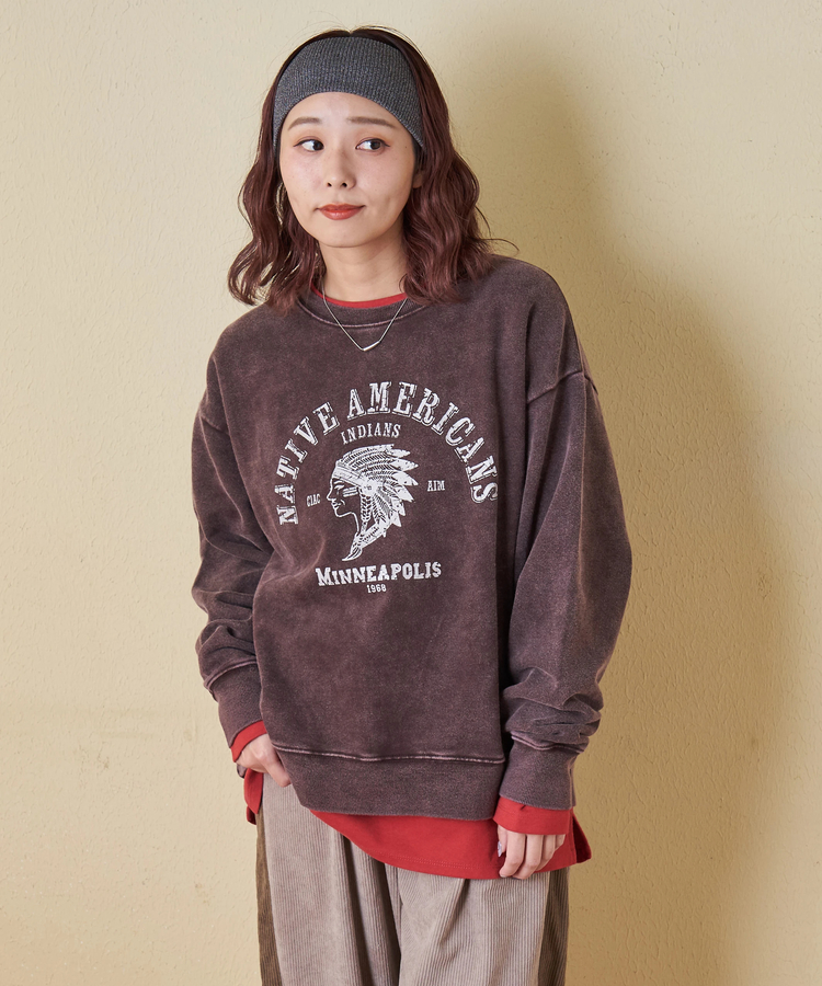 CUBE SUGAR(キューブシュガー) |【秋冬新作】CVC裏毛 裏起毛 スノーウォッシュ ロゴプリント プルオーバー