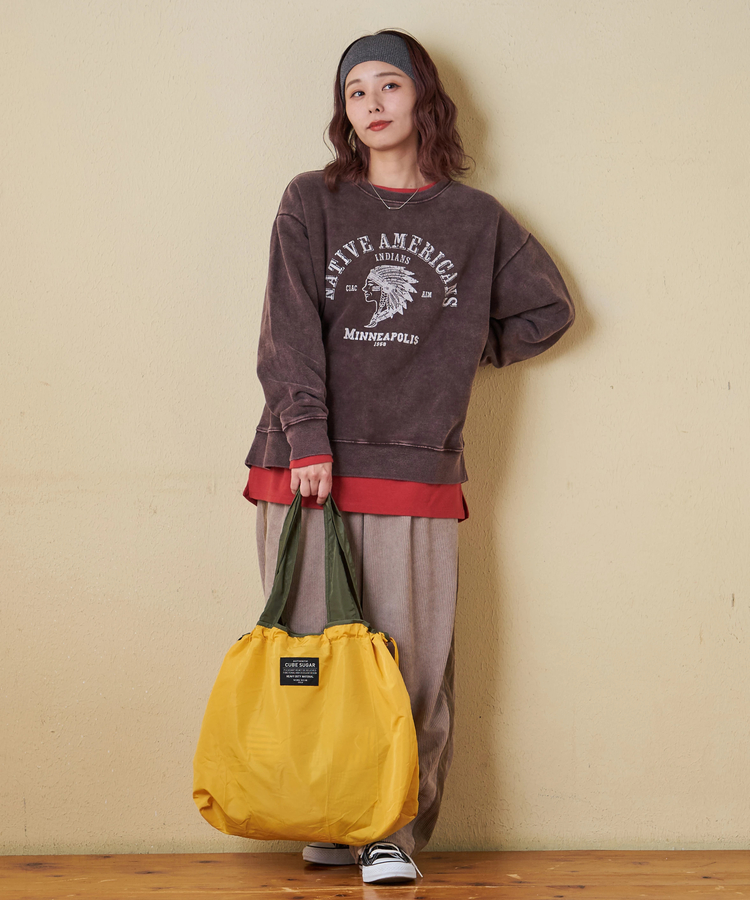 CUBE SUGAR(キューブシュガー) |【秋冬新作】CVC裏毛 裏起毛 スノーウォッシュ ロゴプリント プルオーバー