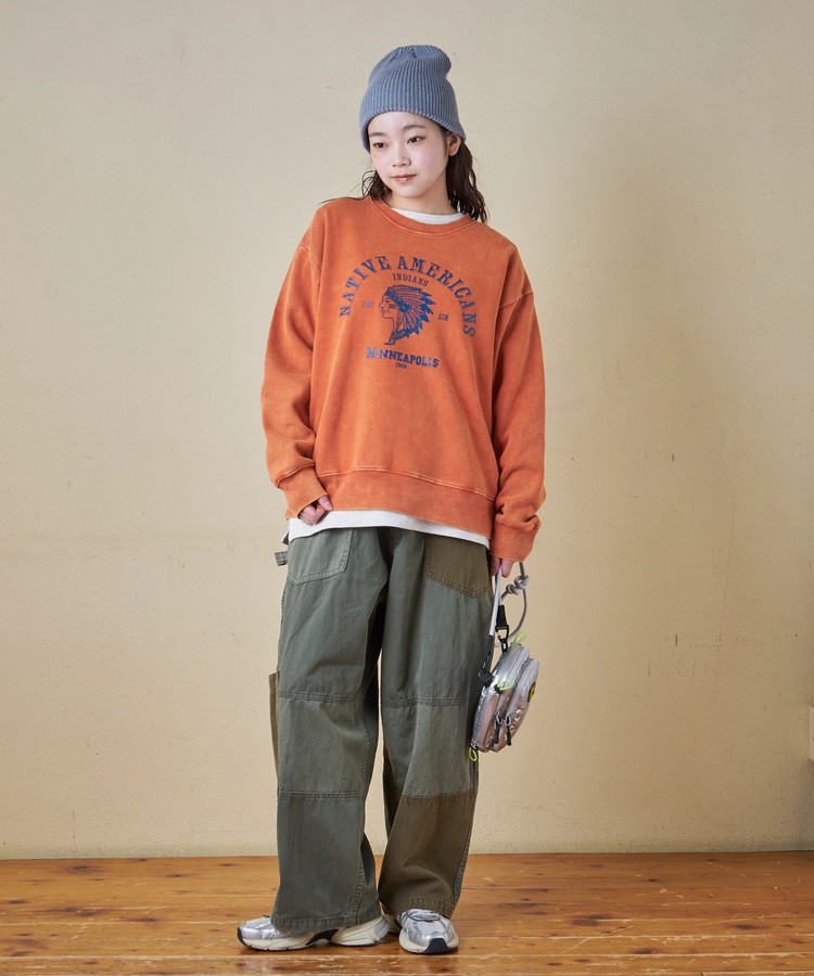 CUBE SUGAR(キューブシュガー) |【秋冬新作】CVC裏毛 裏起毛 スノーウォッシュ ロゴプリント プルオーバー