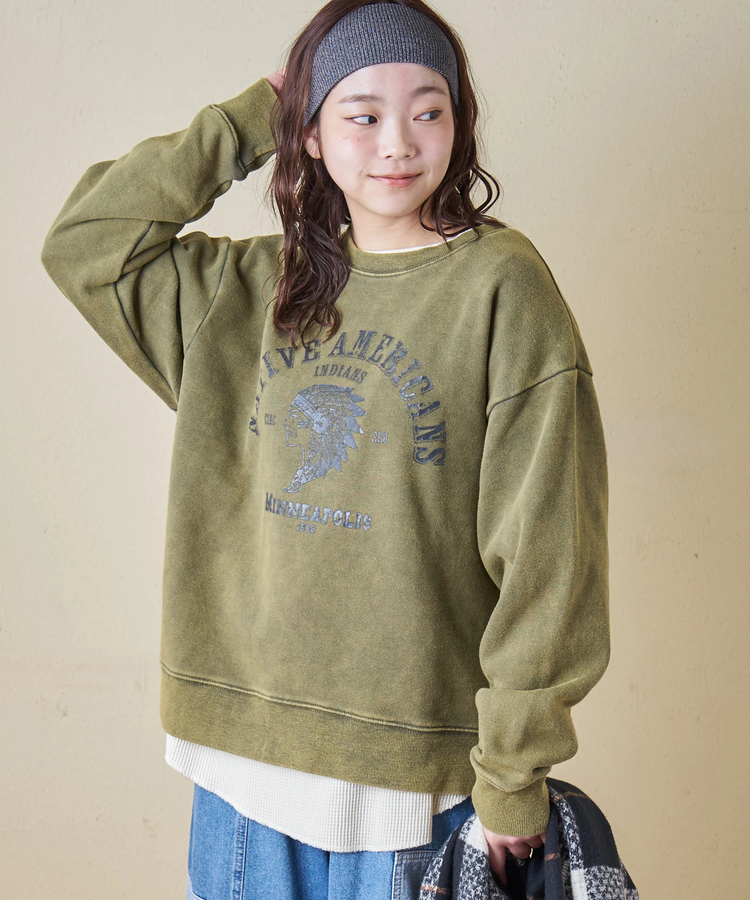 CUBE SUGAR(キューブシュガー) |【秋冬新作】CVC裏毛 裏起毛 スノーウォッシュ ロゴプリント プルオーバー