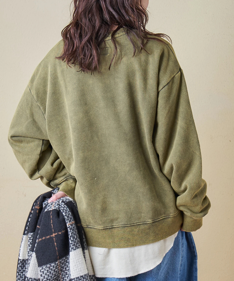 CUBE SUGAR(キューブシュガー) |【秋冬新作】CVC裏毛 裏起毛 スノーウォッシュ ロゴプリント プルオーバー