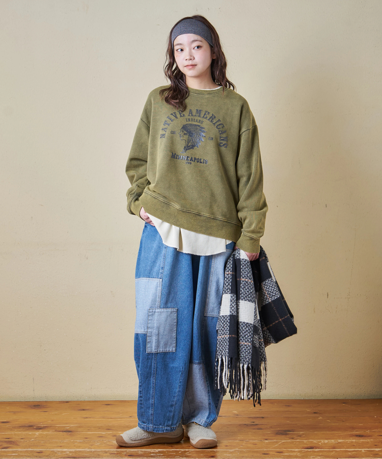 CUBE SUGAR(キューブシュガー) |【秋冬新作】CVC裏毛 裏起毛 スノーウォッシュ ロゴプリント プルオーバー