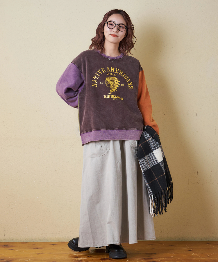 CUBE SUGAR(キューブシュガー) |【秋冬新作】CVC裏毛 裏起毛 スノーウォッシュ ロゴプリント プルオーバー