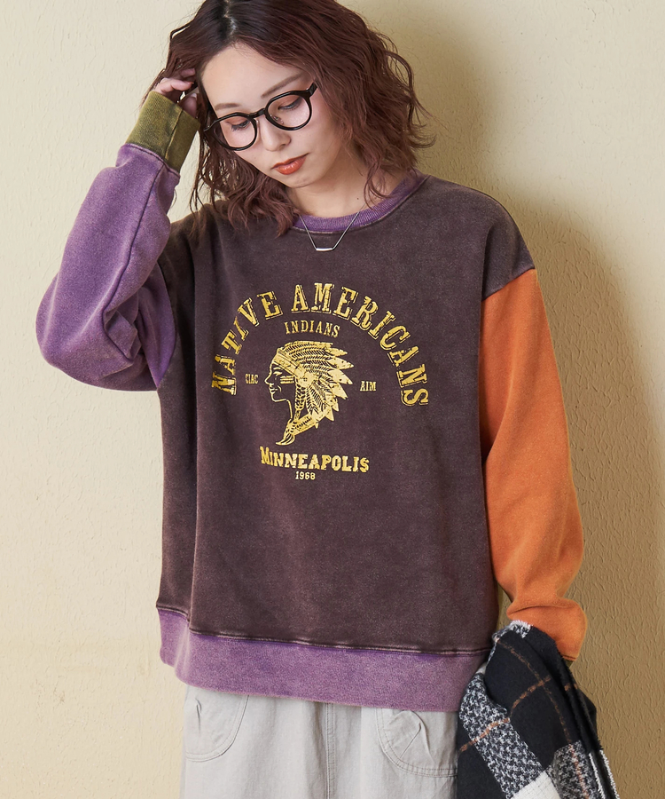 CUBE SUGAR(キューブシュガー) |【秋冬新作】CVC裏毛 裏起毛 スノーウォッシュ ロゴプリント プルオーバー