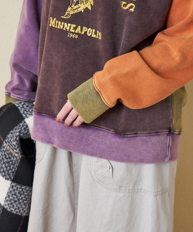 CUBE SUGAR(キューブシュガー) |【秋冬新作】CVC裏毛 裏起毛 スノーウォッシュ ロゴプリント プルオーバー