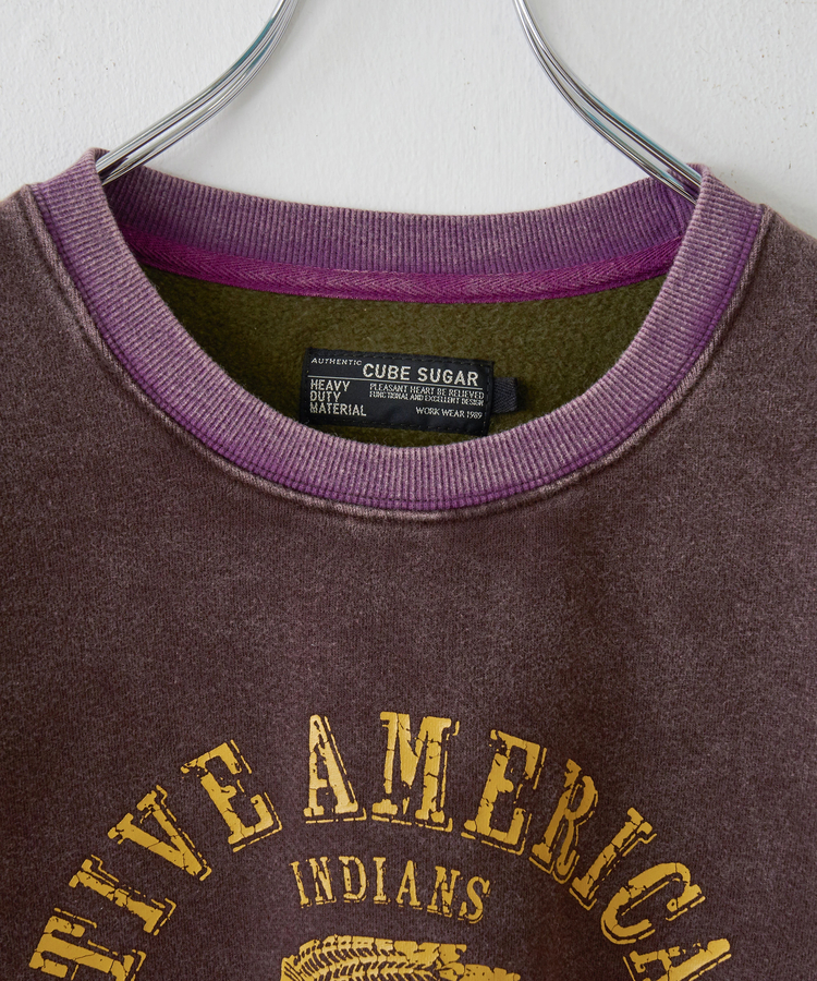 CUBE SUGAR(キューブシュガー) |【秋冬新作】CVC裏毛 裏起毛 スノーウォッシュ ロゴプリント プルオーバー