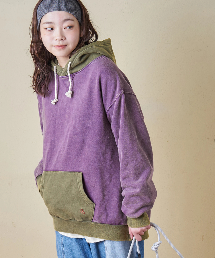 CUBE SUGAR(キューブシュガー) |【秋冬新作】CVC裏毛 裏起毛 スノーウォッシュ 配色 プルオーバー パーカー