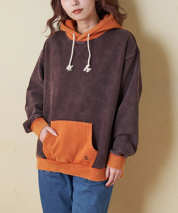 CUBE SUGAR(キューブシュガー) |【秋冬新作】CVC裏毛 裏起毛 スノーウォッシュ 配色 プルオーバー パーカー