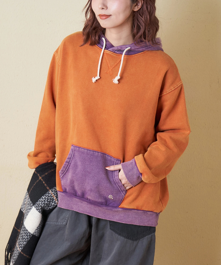 CUBE SUGAR(キューブシュガー) |【秋冬新作】CVC裏毛 裏起毛 スノーウォッシュ 配色 プルオーバー パーカー