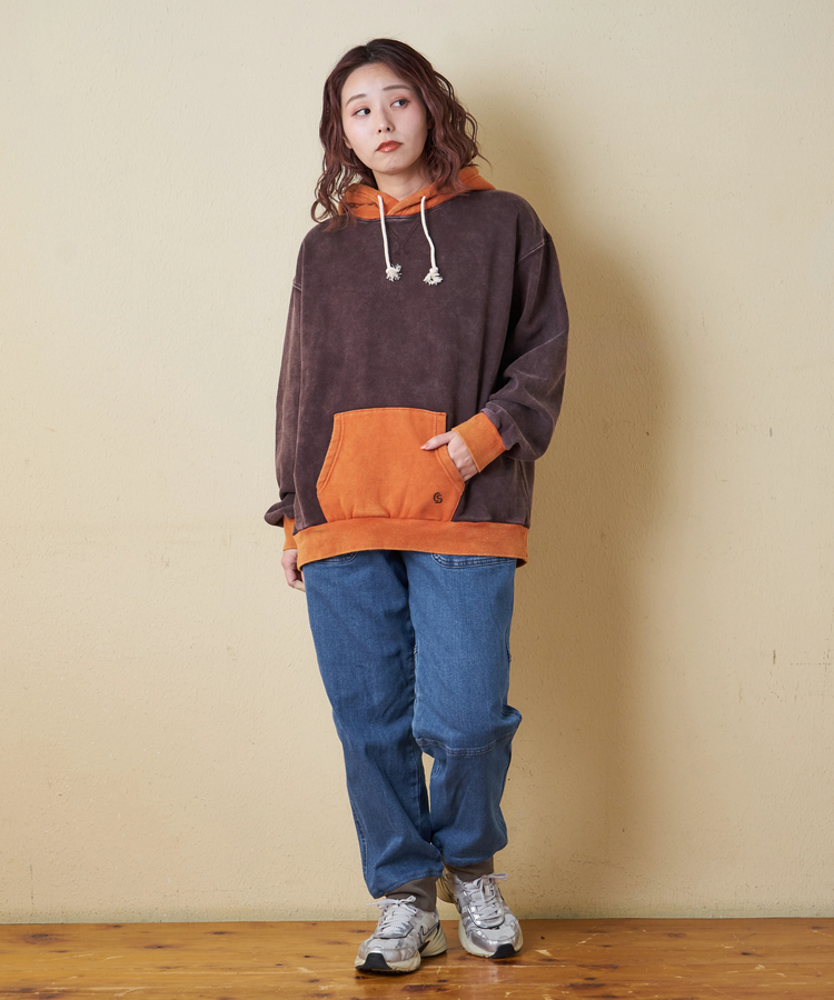 CUBE SUGAR(キューブシュガー) |【秋冬新作】CVC裏毛 裏起毛 スノーウォッシュ 配色 プルオーバー パーカー