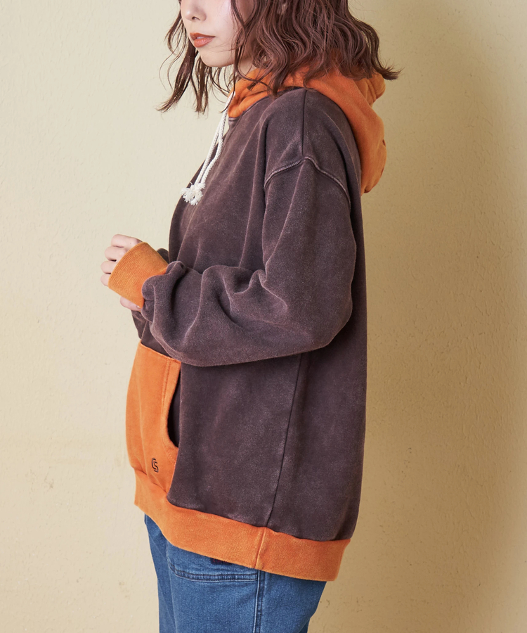 CUBE SUGAR(キューブシュガー) |【秋冬新作】CVC裏毛 裏起毛 スノーウォッシュ 配色 プルオーバー パーカー