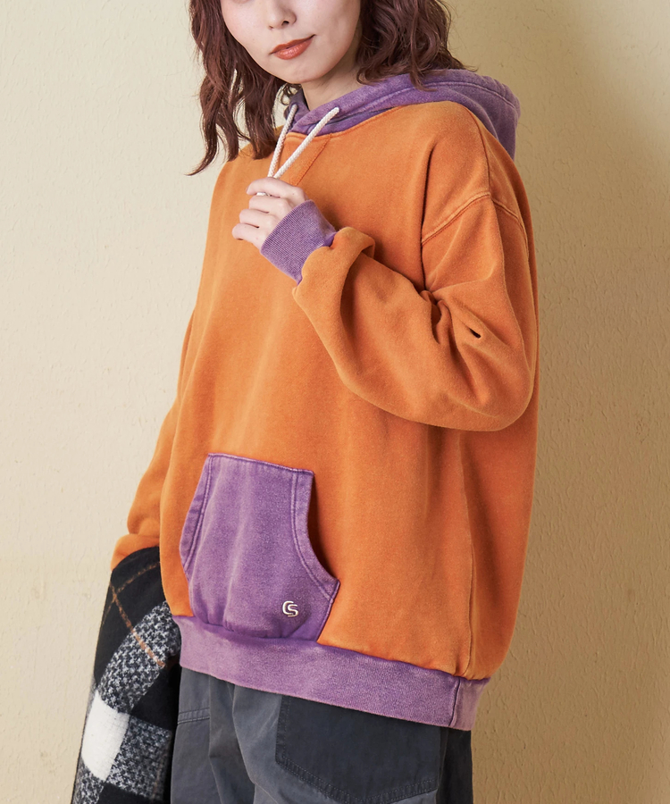 CUBE SUGAR(キューブシュガー) |【秋冬新作】CVC裏毛 裏起毛 スノーウォッシュ 配色 プルオーバー パーカー