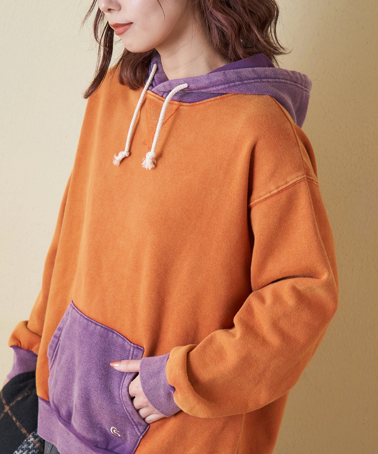 CUBE SUGAR(キューブシュガー) |【秋冬新作】CVC裏毛 裏起毛 スノーウォッシュ 配色 プルオーバー パーカー