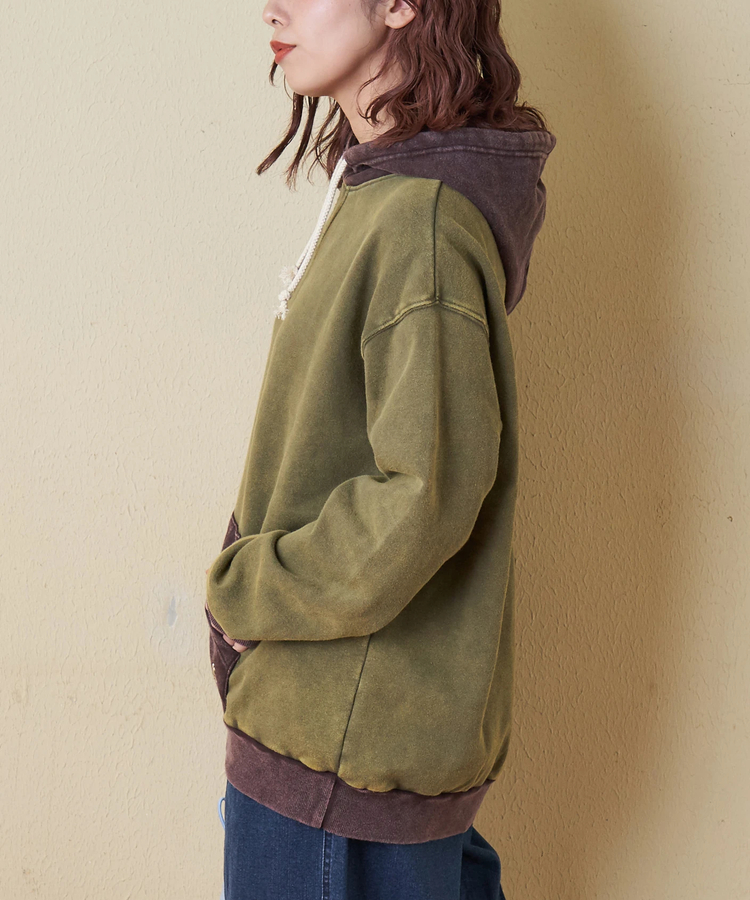 CUBE SUGAR(キューブシュガー) |【秋冬新作】CVC裏毛 裏起毛 スノーウォッシュ 配色 プルオーバー パーカー