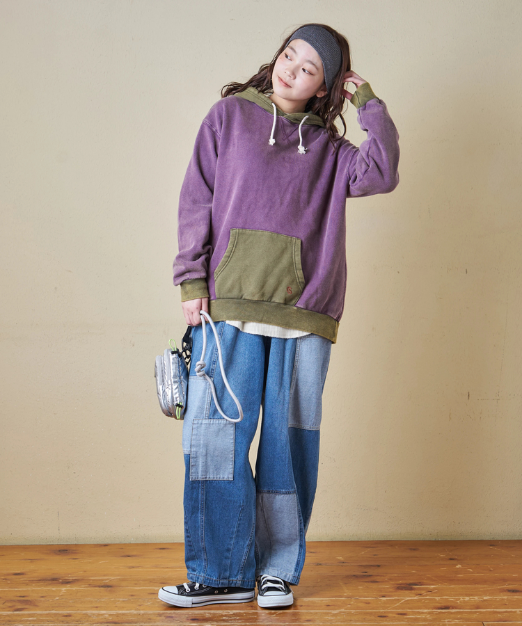 CUBE SUGAR(キューブシュガー) |【秋冬新作】CVC裏毛 裏起毛 スノーウォッシュ 配色 プルオーバー パーカー