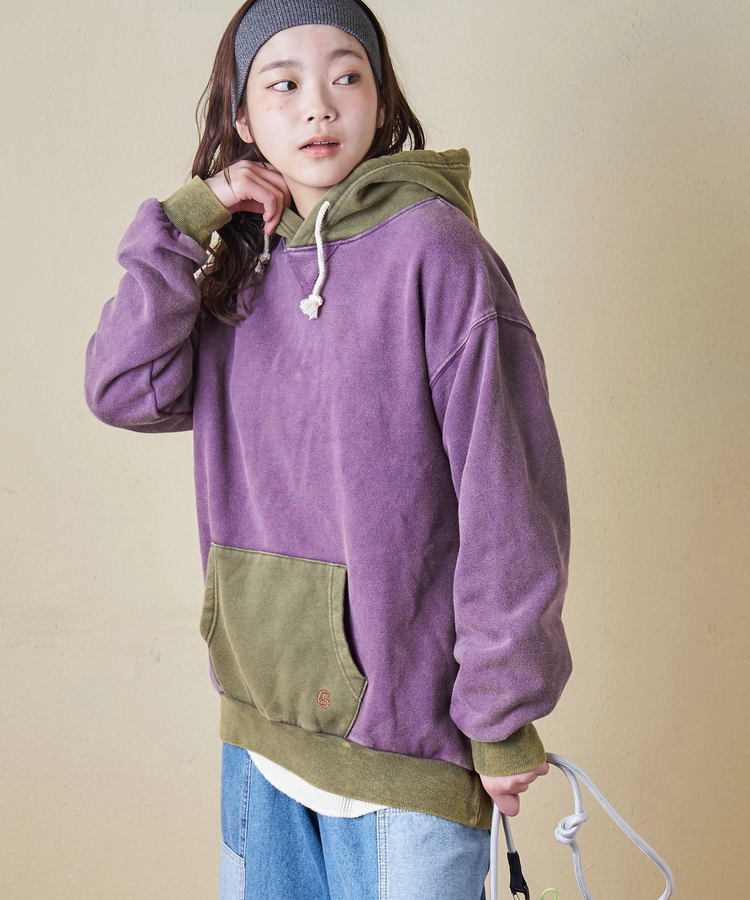 CUBE SUGAR(キューブシュガー) |【秋冬新作】CVC裏毛 裏起毛 スノーウォッシュ 配色 プルオーバー パーカー