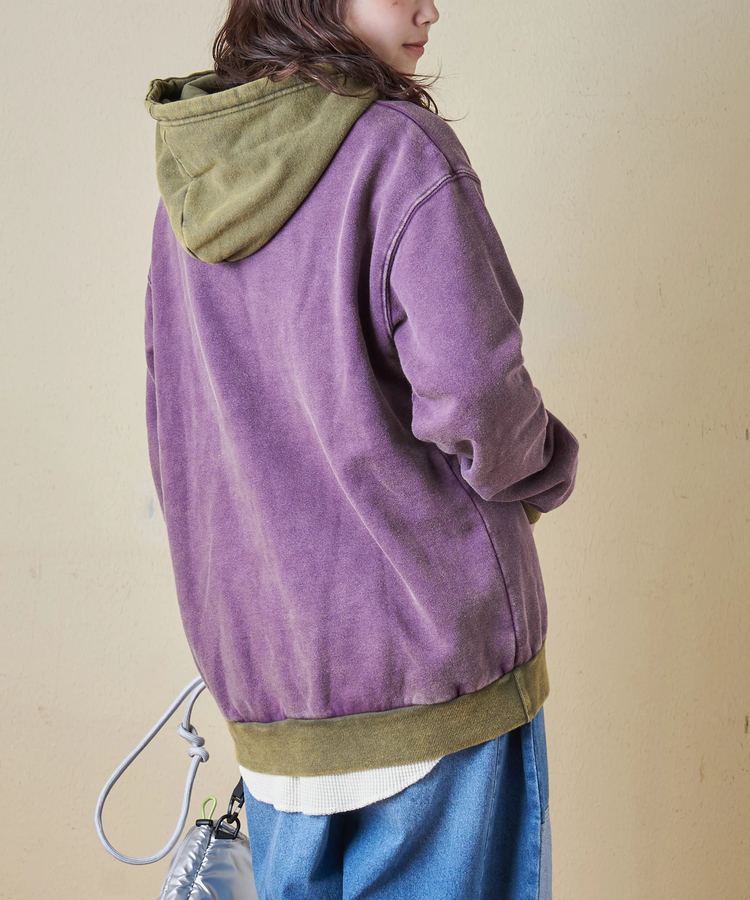 CUBE SUGAR(キューブシュガー) |【秋冬新作】CVC裏毛 裏起毛 スノーウォッシュ 配色 プルオーバー パーカー