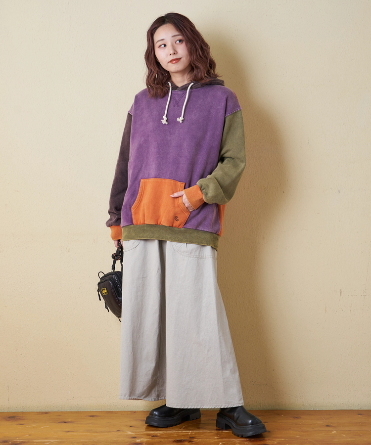 CUBE SUGAR(キューブシュガー) |【秋冬新作】CVC裏毛 裏起毛 スノーウォッシュ 配色 プルオーバー パーカー