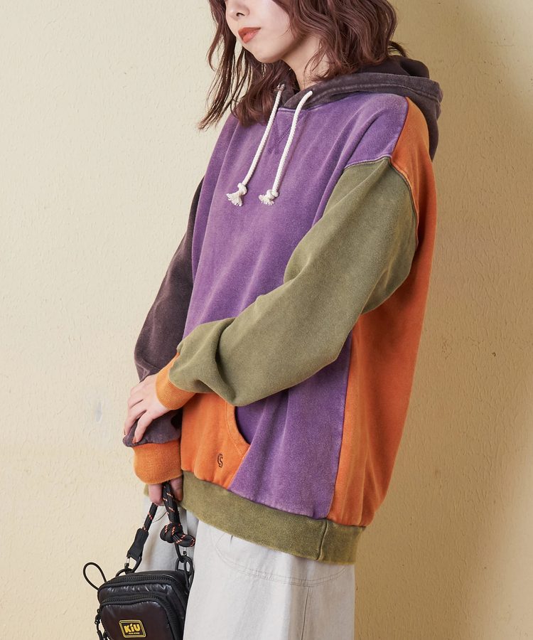 CUBE SUGAR(キューブシュガー) |【秋冬新作】CVC裏毛 裏起毛 スノーウォッシュ 配色 プルオーバー パーカー