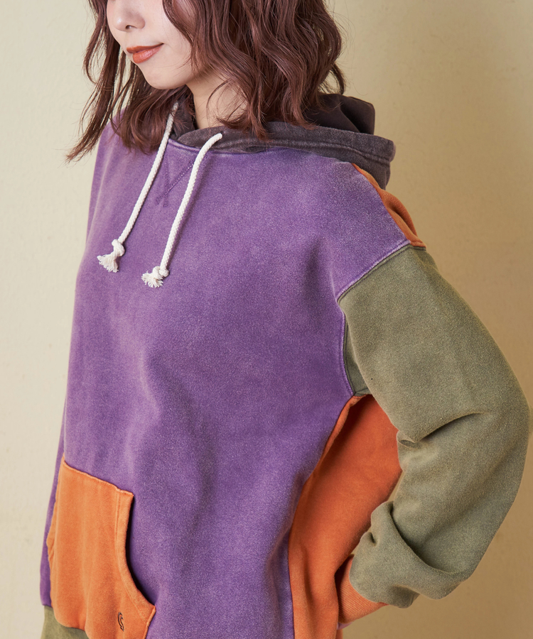 CUBE SUGAR(キューブシュガー) |【秋冬新作】CVC裏毛 裏起毛 スノーウォッシュ 配色 プルオーバー パーカー