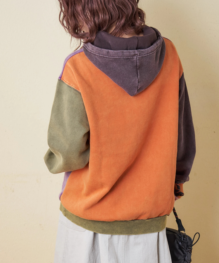 CUBE SUGAR(キューブシュガー) |【秋冬新作】CVC裏毛 裏起毛 スノーウォッシュ 配色 プルオーバー パーカー