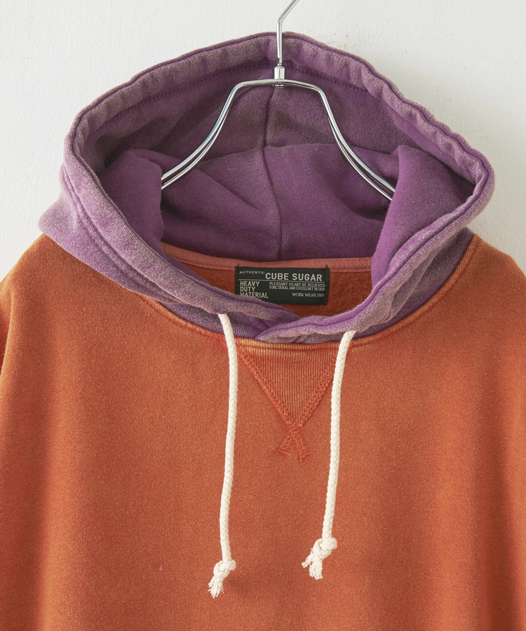 CUBE SUGAR(キューブシュガー) |【秋冬新作】CVC裏毛 裏起毛 スノーウォッシュ 配色 プルオーバー パーカー