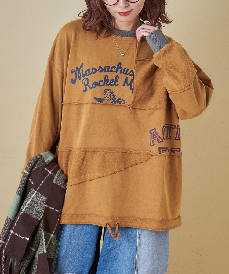 CUBE SUGAR(キューブシュガー) |【秋冬新作】パウダー加工 裏使い切替 ビッグ プルオーバー スウェット