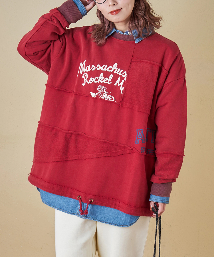 CUBE SUGAR(キューブシュガー) |【秋冬新作】パウダー加工 裏使い切替 ビッグ プルオーバー スウェット