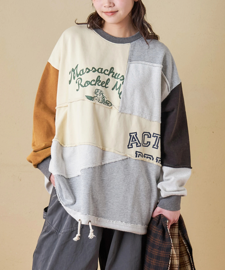 CUBE SUGAR(キューブシュガー) |【秋冬新作】パウダー加工 裏使い切替 ビッグ プルオーバー スウェット