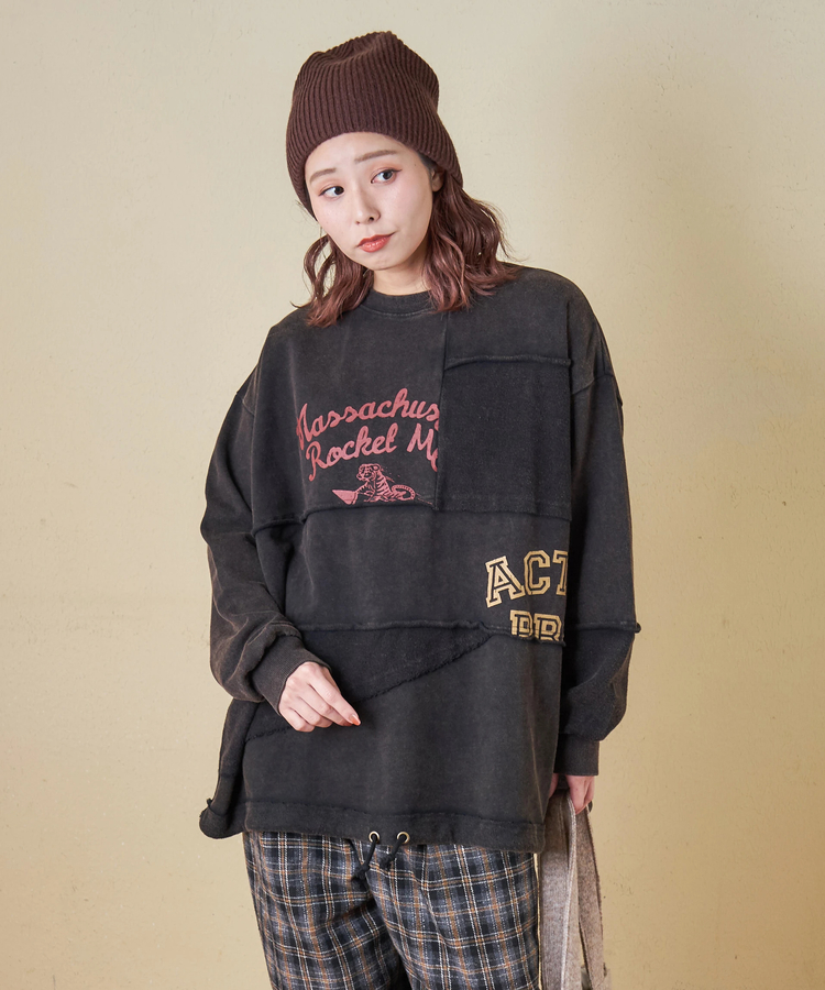 CUBE SUGAR(キューブシュガー) |【秋冬新作】パウダー加工 裏使い切替 ビッグ プルオーバー スウェット